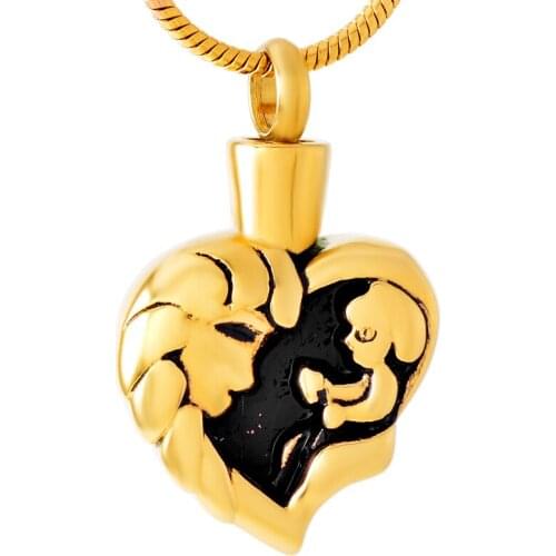 IJD9463 MOM And Baby Lovely Cremation Pendant Necklace Ashes Holder Keepsake Stainless Steel Memorial Urn Jewelry For Women/Kids