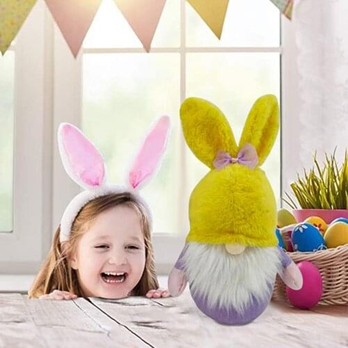 Easter Rabbit Ear Hat Elf Gnome Doll Long Beard Faceless Elf Plush Doll Butterfly Tie Bunny Ears Dwarf Elf Children Toy Gift