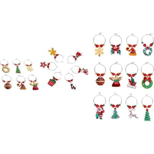 24 PC Wine Glass Charms Christmas Themed Wine Glass Markers Cute Drink Rings Tags For Christmas Party Favors
