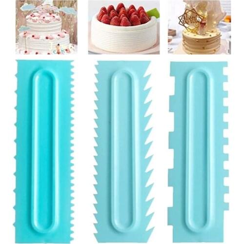 3PCS Cake Decorating Comb Cake Scraper Smoother Cream Decorating Pastry Icing Comb Fondant Spatulas Baking Pastry Tools