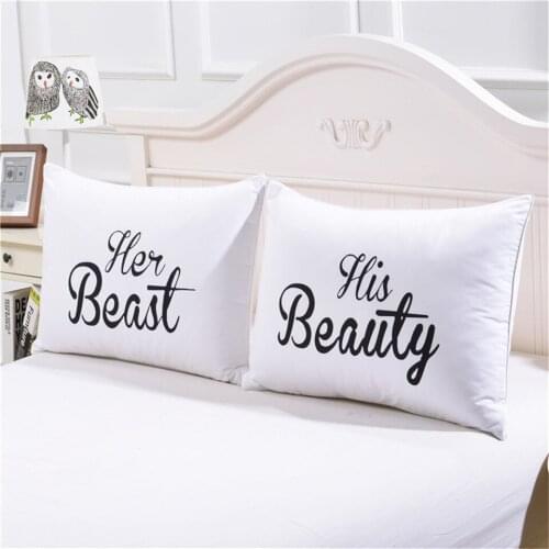 Romantic White Pillowcase Set Gift Idea for Mr Mrs Couples Christmas Valentines Day/Anniversary/Wedding/Engagement Pillow Cover
