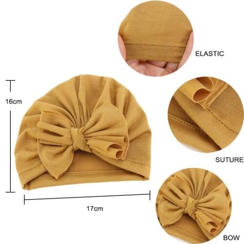 Bow Kids Baby Hat Soft Solid Cotton Baby Accessories Turban Children Girl Bonnet Cap Spring Autumn Flower Hat Toddler Beanie Cap
