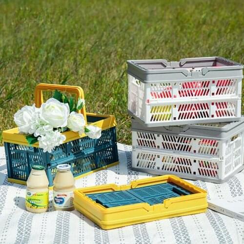 Foldable Storage Basket Portable Shopping Basket Large Capacity Cosmetic Books Sundries Storage Box Home Warehouse Organizer
