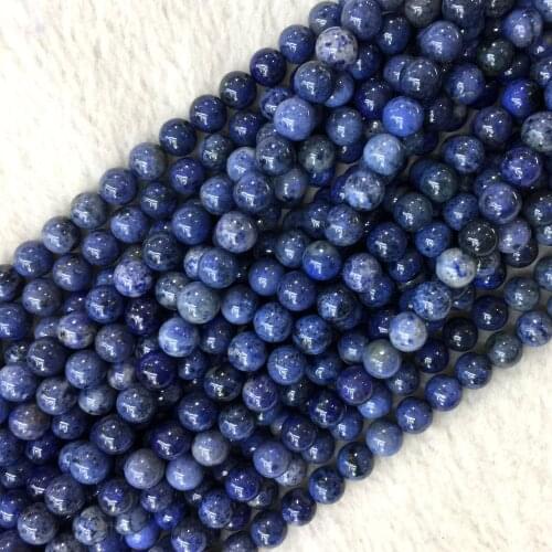 Natural Genuine Blue black Dot Dumortierite Round Loose Beads 4mm 6mm 8mm 10mm 12mm 06209