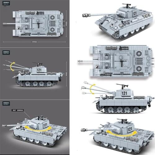 Military series World War II German Army Leopard Tank Soldier Weapon DIY Model Building Blocks Toys Gifts