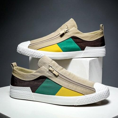 Summer Splicing Canvas Shoes for Men Breathable Vulcanize Shoes Men Sneakers Light Men Casual Walking Shoe Non-slip Comfortable