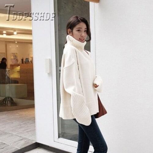 2019 Turtleneck Women Sweater New Korean Loose Pullover Solid Color Knitting Female Sweaters