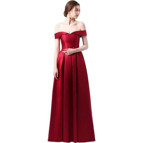 Beauty Emily Evening Dress 2020 Long Lace Up A line Burgundy V-neck Skinny Evening Gowns for Women robe de soiree