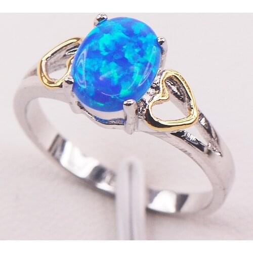 Blue Fire Opal 925 Sterling Silver Woman Ring Size 6 7 8 9 10 11 F589 Fashion Wholesale Jewelry Free Shipping