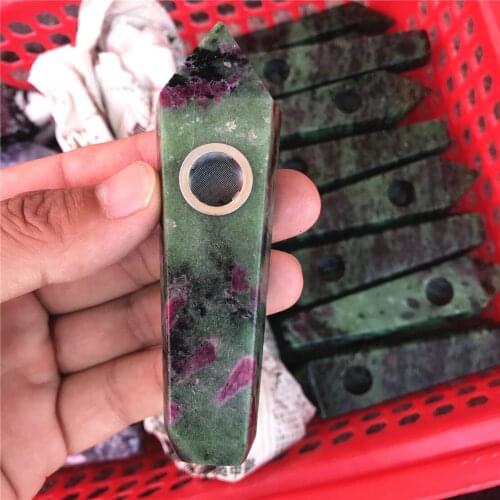 1Pcs Natural Epidote Tower Smoking Pipe Healing Crystal Stone Point Energy Minerals Ore Obelisk For Home Decor Reiki Gifts