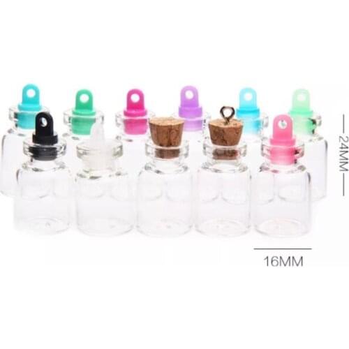 10PCS 16*24mm 1.5ml Small Drift Bottle Glass Jars Decor DIY Container Mini Message Vials Ornaments Cork/Plastic Wishing Bottles