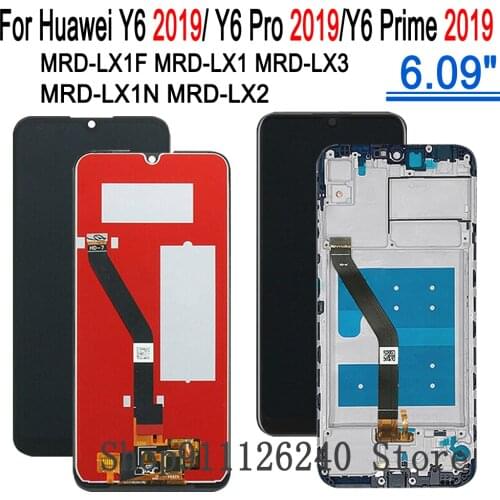 100% Tested LCD Screen For Huawei Y6 2019 MRD-LX1F LX1 LX3 LX2 Display Touch Screen Frame Assembly For Hauwei Y 6 Pro (2019)