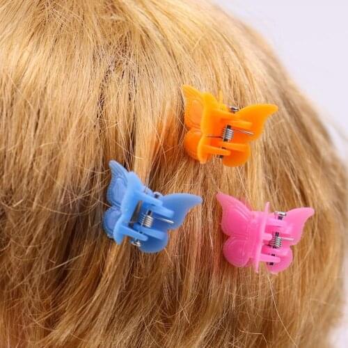 100Pcs Kids Candy Color Butterfly Hairpins Bangs Clips Barrette Hair Accessory Butterfly shape design, look cute and beautiful