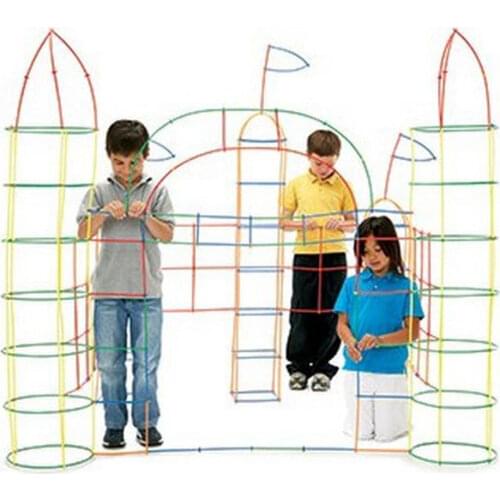 100Pcs Plastic Boys Girls 4D Straw Building Blocks Joint Funny Development Toys