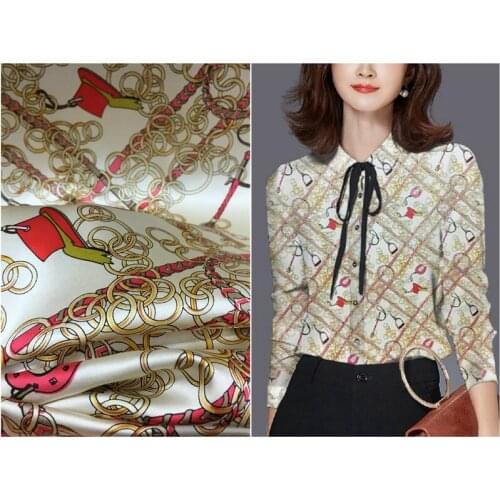 108cm wide 19mm 97% mulberry silk & 3% spandex chain stretch print stretch silk satin fabric for dress shirt clothes cheongsam