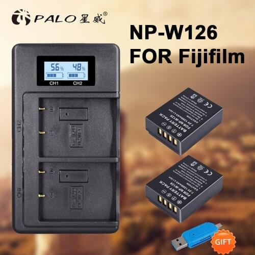 2Pcs 1200mAh NP-W126 NP W126 NPW126 Batteries+LCD Dual Charger for Fujifilm Fuji X-Pro1 XPro1 X-T1 XT1, HS30EXR HS33EXR X PRO1