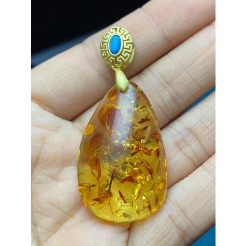 202011 Pure natural flower amber pendant beautiful noble design jewelries bijoux fantaisie femme sieraden Кулоны kolye naszyjnik