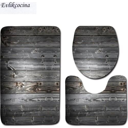 Free Shipping 3pcs Banyo Wood Grain Bathroom Carpet Toilet U type Type Bath Mats Set Non Slip Tapis Salle De Bain Alfombra Bano