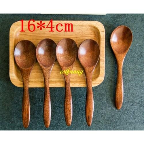 500pcs/lot 16x4cm Natural Wood Spoon Lovers Gift Wooden Spoons Flatware Tableware Rice Soup Wooden Spoon Scoop