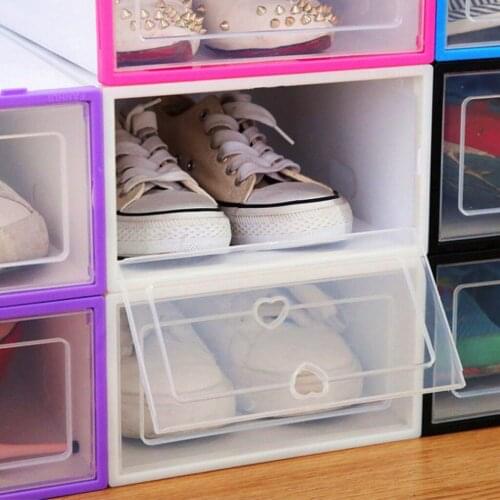 6PCS Thickened Flip Shoes Transparent Drawer Case Plastic Dustproof Shoe Boxes Stackable Box Storage Box Shoe Storage Organizer