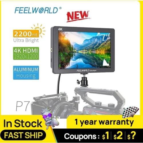 FEELWORLD P7 7 Inch Ultra Bright 2200nit on Camera Field DSLR Monitor Aluminum Housing 4K HDMI Video Focus Assist with DC output