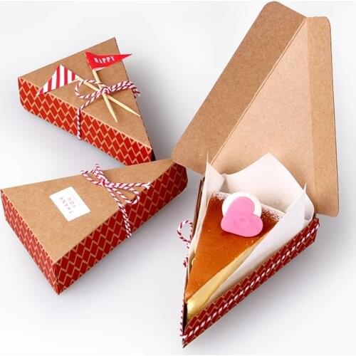 8.5*13.5*3.3cm 10 Pcs red Kraft Paper Box Candy Gift Christmas Party fruit pie pizza Storage Boxes Gift Packing Boxes