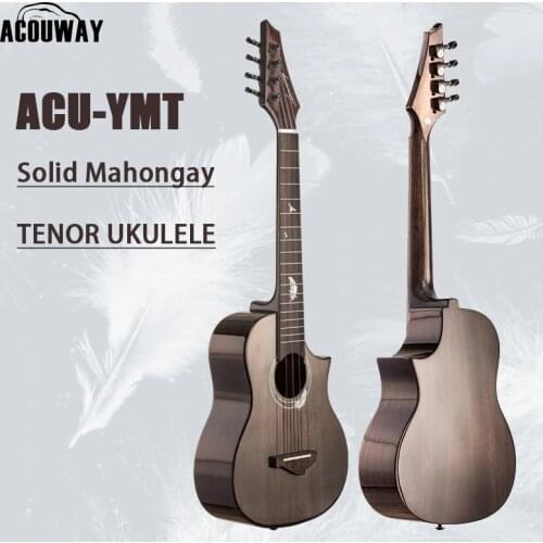 ACOUWAY YMT 26inch Cutaway Ukulele Tenor Ukelele ukalele 2A Solid Mahogany top glossy finish Canada D'Addario string professina