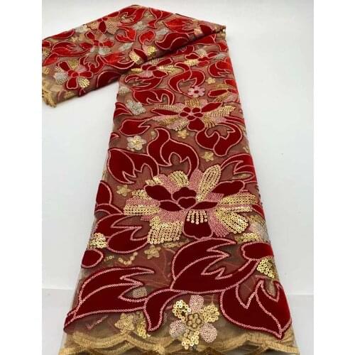 African Mesh Lace Fabric Sequins Flower Tulle Embroidery Nigerian Style Sewing Supplie Evening Party Wedding Dress Skirt 5 Yards