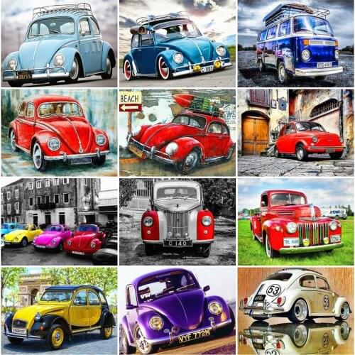 AZQSD Diamond Embroidery Car Mosaic Rhinestones Full Drill Diamond Painting Landscape Cross Stitch Kits Handmade Home Decoration