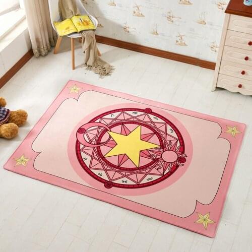 Anime Cardcaptor Sakura Kinomoto Sakura Round Style Decoration Fluffy Rugs Anti-Skid Shaggy Area Home Bedroom Carpet Floor Mat