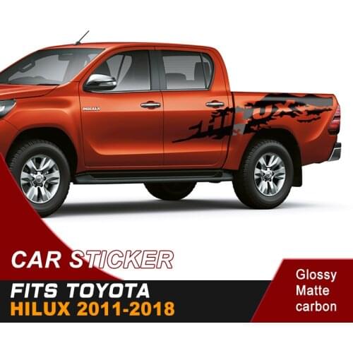 Car Stickers 2Pcs Side body Rear Trunk Mud Splash Invincible Graphic Vinyl Car Wrap fit for TOYOTA HILUX