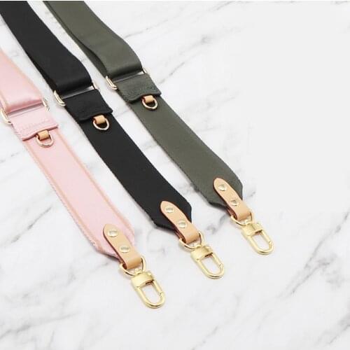 Large Wide Strap Canvas Nylon Strap Luxury Designer Shoulder Bag Belt with Leather Messenger Bag Parts Accessory