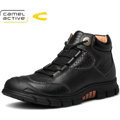Camel Active New Fashion Retro Tooling Men Boots Genuine Leather Shoes Men Lightweight Platform British Black Male Casual Boots