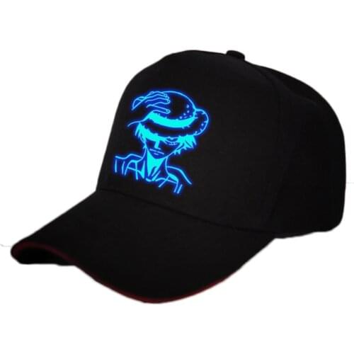 Anime One Piece Monkey D Luffy Cotton Printing Sun Hat Luminous Hat Baseball Cap unisex Accessories Cosplay Hip-Hop Fashion