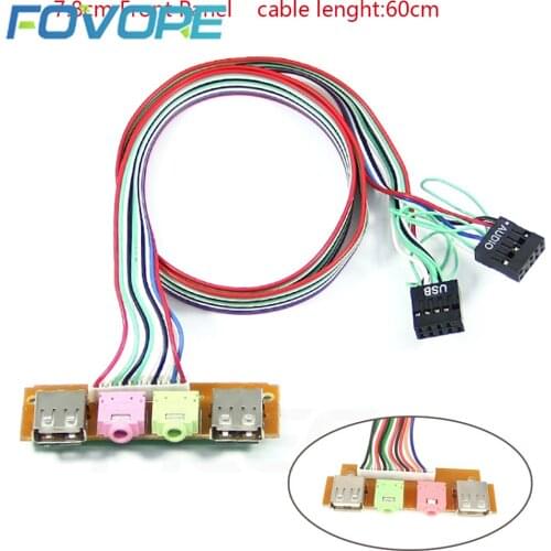 2 USB PC Computer Case 6.8cm Front Panel USB Audio Port Mic usb sata cable usb riser card rj45 connector dvi-d vga dual psu