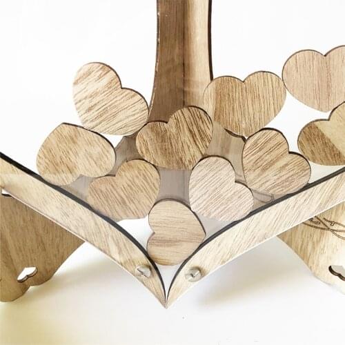 F2TE Wooden Heart Frame Clear Wedding Guest Book Personalized Sign Drop Box Decor