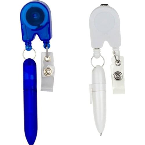 Lot 10pcs Dual Cord ID Card Badge Reel Holder ,Retractable 2 in 1 Roller Clip w/ Ball Pen,Nylon Rope,Hospital Nurse&Office Favor