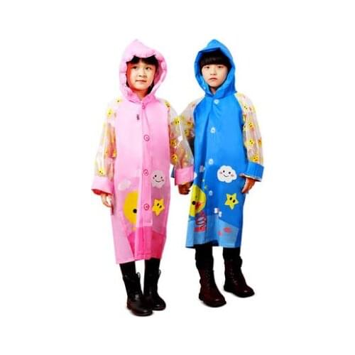 Kids Cartoon Raincoat for children Waterproof plastic Poncho Safe Reflective Stripe Rainwear for Boys or Girls with Schoolbag