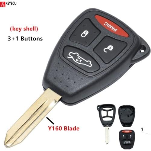 Keyecu 3+1 Buttons Remote Key Fob Case Shell For Dodge Chrysler Jeep 2005-2009 For Chrysler KOBDT04A key shell Y160 Blade