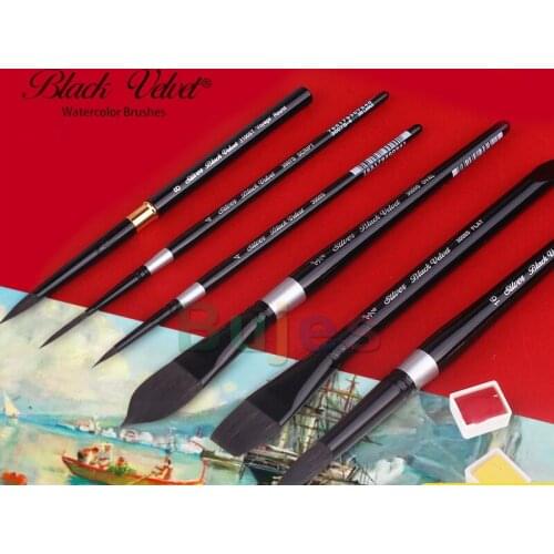 Silver Brush Limited 3008S1/2in ,Black Velvet Square Wash Watercolor Paint Brush,No Hair Loss,Short Handle,3000s Series
