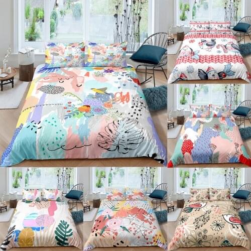 Colorful Printed Bedding Set Creative Single Twin Queen King Duvet Cover Soft Bedclothes Adult Kids Comforter Cover Pillowcase