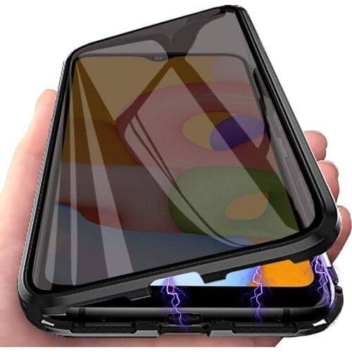 Magnetic Cover Anti Peeping Case for Oneplus 8 Pro Oneplus Nord Metal Bumper Double Sided Tempered Glass 360° Protective Case