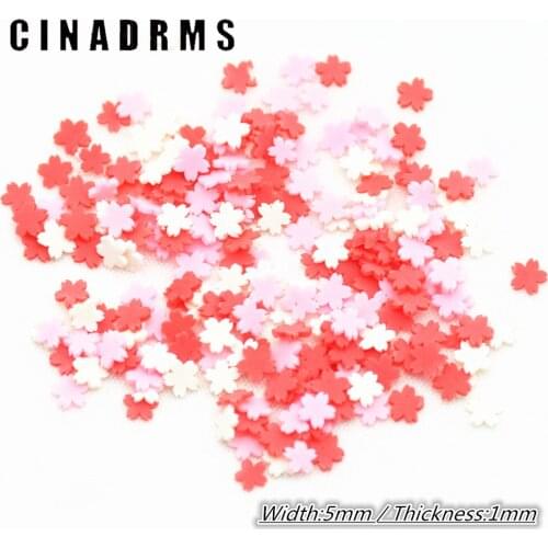 10 gram 5mmX1mm Three-Color Tiny Clay Flowers,Soft Clay Embellishment cherry blossom,Flatback Scrapbooking Miniatures,Home Deco