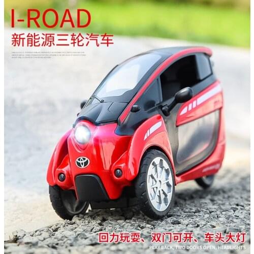 Simulation of i-road tricycle alloy motorcycle model childrens sound and light toy car birthday gift