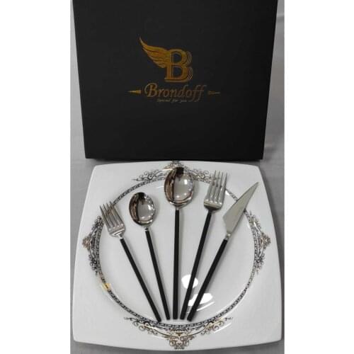 30 piece Black Steel Fork Spoon Knife Set Cmdbrndffsyhç30