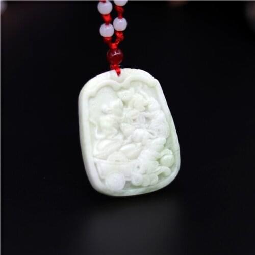 Natural White Jade Carved Lucky Mouse Pendant Chinese Necklace Charm Jewellery Fashion Amulet Luck Gifts for Man Women New