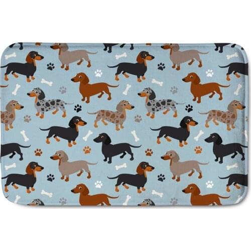 Upetstory Flannel Anti-slip Mats Dachshund Printed Rectangular Mat 40*59cm Entrance Doormats Washable Kitchen Floor Bathroom