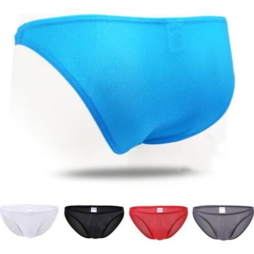 New Hot Men Brief Breathable Sexy Ice Silk Underpants Perspective Erotic Sexy Underwear Mens Briefs