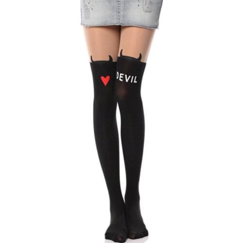 Sexy Little devil pantyhose stockings thin ladies women girls Nylon High Elastic Black White Spring and Summer Patchwork tights