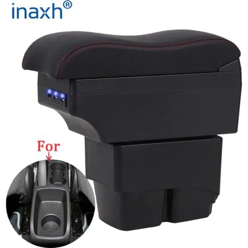 For Ford Fiesta Armrest box Interior Parts special Retrofit parts Car Armrest Center Storage box with USB LED light